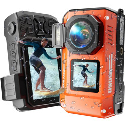 Maxmango d50 33ft appareil photo numérique etanche，8k 70mp caméra sous-marine avec 16 go de stockage, double écran 18x, résistan