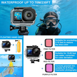 Accessoires pour DJI Osmo Action 5 Pro/4/3, boîtier étanche, film de protection, filtre de plongée, support de vélo, perche à se