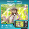Appareil Photo Etanche Appareil Photo numérique 4K 64MP Autofocus Caméra sous-Marine Carte mémoire 32G Selfie Double écrans 16FT