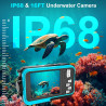 Appareil Photo Etanche Appareil Photo numérique 4K 64MP Autofocus Caméra sous-Marine Carte mémoire 32G Selfie Double écrans 16FT