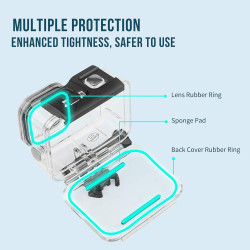 SHOOT Boîtier étanche 30M/98ft pour GoPro Hero 13/12/11/10/9, Protecteur d'écran en Verre Trempé Film Ultra Clair et Insert Anti