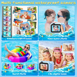 Appareil Photo Numérique Etanche 10FT 1080P Full HD 26MP Camera Etanche, 10X Zoom Numérique Caméras Étanches pour Plongée en Apn