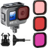 FitStill Boîtier étanche en Alliage d'aluminium de 80 m pour Go Pro Hero 13/12/11/10/9, avec 2 Supports de Sabot et Tuba filtres