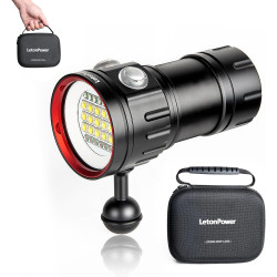 B15 Lampe de poche de plongée, 8000Lumens Super Bright Underwater 80m Video Light, Scuba Dive Light, High Frequency use for Outd