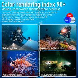 B15 Lampe de poche de plongée, 8000Lumens Super Bright Underwater 80m Video Light, Scuba Dive Light, High Frequency use for Outd