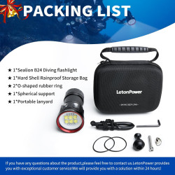 B24 Lampe de Plongée 9000 Lumens - Lampe Torche et Vidéo sous-Marine, Étanche 80m, pour Plongée, Sports Nautiques, Photographie 