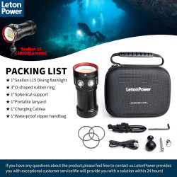 L15 Lampe de Plongée 10000 Lumens - Éclairage pour Photographie et Vidéo sous Marine, 6500K, 90 CRI, Étanche 100m, Recharge USB-