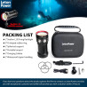 L15 Lampe de Plongée 10000 Lumens - Éclairage pour Photographie et Vidéo sous Marine, 6500K, 90 CRI, Étanche 100m, Recharge USB-