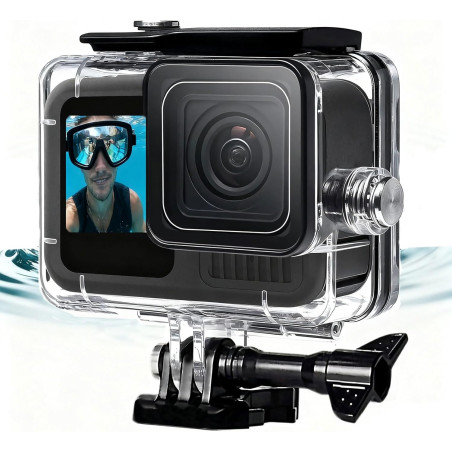 Boîtier étanche 60 m pour GoPro Hero 9/10/11/12/13, résistant à l'eau, clip de montage rapide et inserts anti-buée