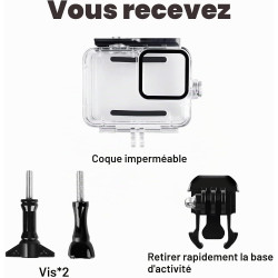 Boîtier étanche 60 m pour GoPro Hero 9/10/11/12/13, résistant à l'eau, clip de montage rapide et inserts anti-buée