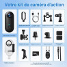 Mini Caméra Sport avec 64GB, Camera 1080p avec Audio et Vidéo, Magnétique et Pince 360°, 120° Grand Angle Action cam Corporelle 