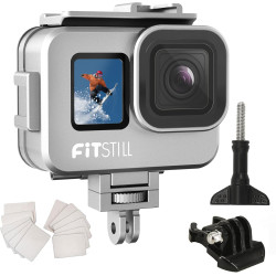 FitStill Boîtier étanche en Alliage d'aluminium 80 m pour Go Pro Hero13 / Hero12 / Hero11 / Hero10 / Hero9 Noir pour Go Pro Hero