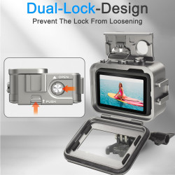 FitStill Boîtier étanche en Alliage d'aluminium 80 m pour Go Pro Hero13 / Hero12 / Hero11 / Hero10 / Hero9 Noir pour Go Pro Hero