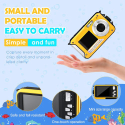 Appareil Photo Etanche Numérique,Full HD 2.7K 24MP Caméra sous-Marine Zoom Digital 16x Camera Etanche avec Double écran Caméra p