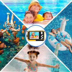 Appareil Photo Etanche Numérique,Full HD 2.7K 24MP Caméra sous-Marine Zoom Digital 16x Camera Etanche avec Double écran Caméra p
