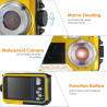 Appareil Photo Etanche Numérique,Full HD 2.7K 24MP Caméra sous-Marine Zoom Digital 16x Camera Etanche avec Double écran Caméra p