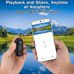 Mini Camera Sport 4K Camera Sport Portable POV 120° Wide-Angle Caméra Sport avec Clip Arrière 360° Format Audio et Vidéo Enregis
