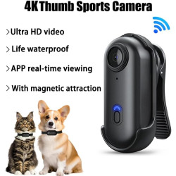 Mini Camera Sport 4K Camera Sport Portable POV 120° Wide-Angle Caméra Sport avec Clip Arrière 360° Format Audio et Vidéo Enregis