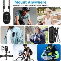 Mini Camera Sport 4K Camera Sport Portable POV 120° Wide-Angle Caméra Sport avec Clip Arrière 360° Format Audio et Vidéo Enregis