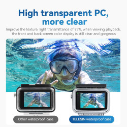 TELESIN Housse étanche pour caméra DJI Osmo Action 5 Pro Action 4/3 Boîtier sous-Marin, boîtier, Cage supporte la plongée à 45 m