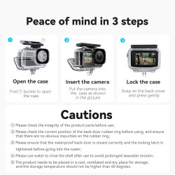 TELESIN Housse étanche pour caméra DJI Osmo Action 5 Pro Action 4/3 Boîtier sous-Marin, boîtier, Cage supporte la plongée à 45 m