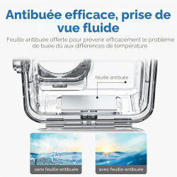 TELESIN Étui Étanche Anti-Buée pour DJI Osmo Action 6, Coque sous-Marine 60M/196FT pour Plongée Scaphandrier Snorkeling, Support