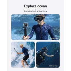 TELESIN Ensemble de coque étanche pour DJI Action 5/4/3, boîtier étanche avec bâton à selfie flottant et support de changement r