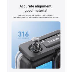 TELESIN Ensemble de coque étanche pour DJI Action 5/4/3, boîtier étanche avec bâton à selfie flottant et support de changement r