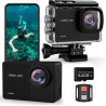 4K60FPS Caméra Sport- Caméra Étanche avec Carte SD 64G 48MP HD WiFi Camera with EIS, Caméras Embarquées with 2 * 1350 mAh Batter
