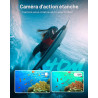 4K60FPS Caméra Sport- Caméra Étanche avec Carte SD 64G 48MP HD WiFi Camera with EIS, Caméras Embarquées with 2 * 1350 mAh Batter