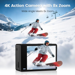 Caméra Sport à Écran Tactile 4K60FPS, Caméra sous-Marine 40M avec Carte SD 64G, Caméra d'action HD WiFi 48MP avec EIS, Zoom 8X, 