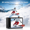 Caméra Sport à Écran Tactile 4K60FPS, Caméra sous-Marine 40M avec Carte SD 64G, Caméra d'action HD WiFi 48MP avec EIS, Zoom 8X, 