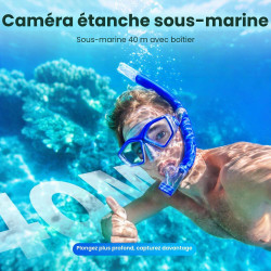 Caméra Sport à Écran Tactile 4K60FPS, Caméra sous-Marine 40M avec Carte SD 64G, Caméra d'action HD WiFi 48MP avec EIS, Zoom 8X, 