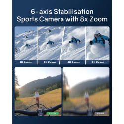 Caméra d'action 4K 60 fps - Caméra sous-marine 48 MP HD WiFi avec EIS 40 m - Étanche - Grand angle - Avec 2 batteries de 1350 mA