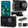 4K60FPS Caméra Sport- Caméra Étanche avec Carte SD 128G 48MP HD WiFi Camera with EIS, Caméras Embarquées with 2 * 1350 mAh Batte