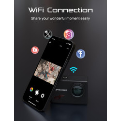 Apexcam M80 Caméra Sport 4K Stabilisateur 60FPS Action cam avec Carte 64GB Photo 48MP Camera Étanche 40M avec EIS 8X Zoom 170° G