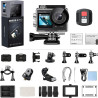AKASO Caméra Sport 4K 20MP WiFi Action Caméra sous-Marine 40M Ultra HD Stabilisateur avec Écran Tactile Grand Angle Zoom 5X Télé