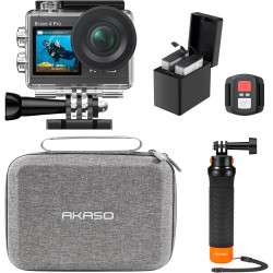 AKASO Brave 4 Pro Caméra Sport Kit de Poignée Flottante - Action Cam 4K30FPS 20MP 40M Caméra sous-Marine Ultra HD Écran Tactile 