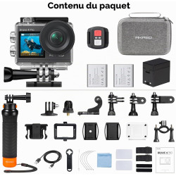 AKASO Brave 4 Pro Caméra Sport Kit de Poignée Flottante - Action Cam 4K30FPS 20MP 40M Caméra sous-Marine Ultra HD Écran Tactile 