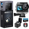 AKASO Brave 4 Pro Action Cam 4K 40M avec Carte mémoire U3 256 Go, caméra 20 MP WiFi 170 ° Grand Angle Double Écran Stabilisation