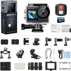 AKASO Brave 4 Pro Caméra Sport 4K avec Carte Mémoire microSDXC 64 Go, 20MP WiFi Action Caméra sous-Marine 40M Stabilisateur avec