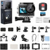 AKASO Brave 4 Pro Caméra Sport 4K avec Carte Mémoire microSDXC 64 Go, 20MP WiFi Action Caméra sous-Marine 40M Stabilisateur avec