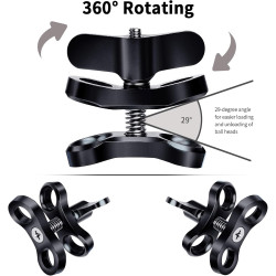 Support de Bride à Bille en Aluminium pour la Plongée sous-Marine, Système de Plateau à Bras Légers, Support d'Adaptateur à Clip