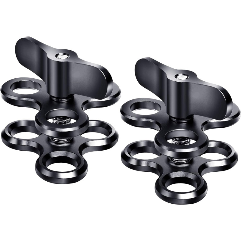 1 "Aluminium Triple Trous Joint Pince pour la plongée sous-Marine système de Plateau de Bras léger, Clip 360° pour caméra d’Acti