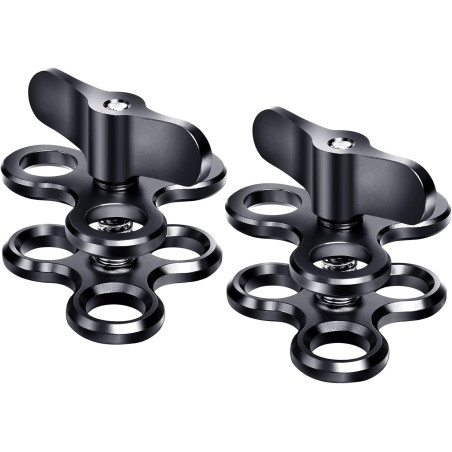 1 "Aluminium Triple Trous Joint Pince pour la plongée sous-Marine système de Plateau de Bras léger, Clip 360° pour caméra d’Acti