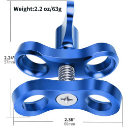 1 Bride à Bille en Aluminium pour la Plongée Sous-Marine avec Support de Plateau à Bras Légers, Adaptateur à Clip 360° (2PCS)