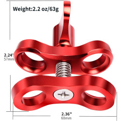 Support de Bride à Bille en Aluminium pour Plongée sous-Marine avec Système de Plateau à Bras Légers, Adaptateur à Clip 360° (2P