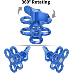 1 "Aluminium Triple Trous Joint Pince pour la plongée sous-Marine système de Plateau de Bras léger, Clip 360° pour caméra d’Acti