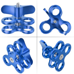 1 "Aluminium Triple Trous Joint Pince pour la plongée sous-Marine système de Plateau de Bras léger, Clip 360° pour caméra d’Acti