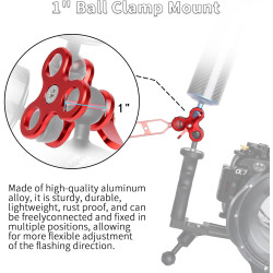 1 "Aluminium Triple Trous Joint Pince pour la plongée sous-Marine système de Plateau de Bras léger, Clip 360° pour caméra d’Acti